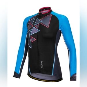 Biker Rider Women Top Women's Blue and Black Cycling Top